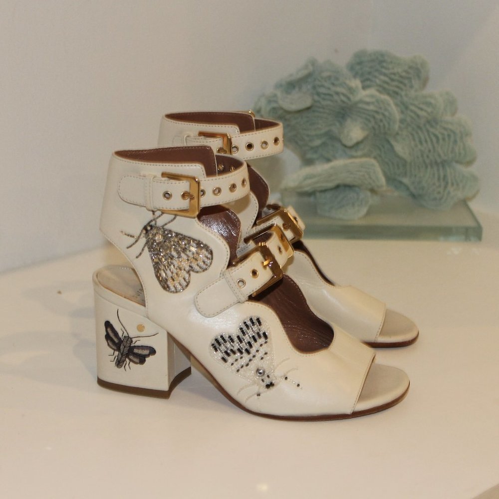 LAURENCE DACADE NELEN EDEN BEADED IVORY WHITE SANDALS - Picture 8 of 16